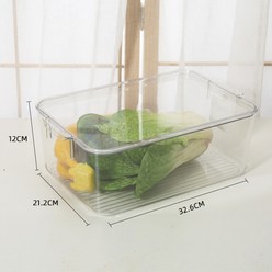 냉장고 수납함 용선삼 2종 세트 ET 주방 직사각 플라스틱 투명 식품 보관함 뚜껑 포함, 색깔3, 투명하다