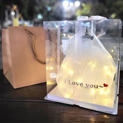 [완성품] 웨딩드레스 선물상자 결혼 축하 기념일 선물 LED+쇼핑백+I Love you, 레이스드레스