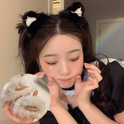 [2개세트] 미야옹 보들보들 고양이귀 포인트 헤어핀