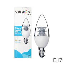 장수 LED 촛대구(투명) 5W, 주광색, E17베이스, 1개