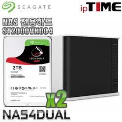 IPTIME NAS4dual 가정용NAS 서버 스트리밍 웹서버, NAS4DUAL + 씨게이트 IronWolf 4TB NAS (2TB X 2) 나스전용하드
