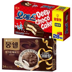 롯데 몽쉘 카카오 816g 24봉입 + 해태 오예스 840g 28봉입, 816g
