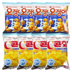 오리온 오징어땅콩 98g +크라운제과 콘칲 70g