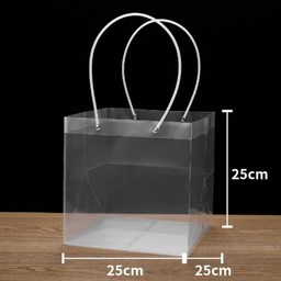 F9F25 PVC 흰색 긴손잡이 쇼핑백25x25x25cm 정사각 (1봉 묶음)