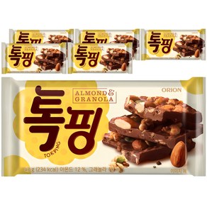 오리온 톡핑 초콜릿 아몬드 & 그래놀라, 43g, 6개