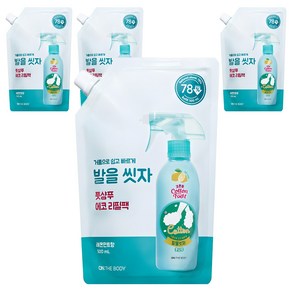 온더바디 코튼풋 발을 씻자 풋샴푸 레몬민트향 에코 리필팩 500ml, 1개입, 4개