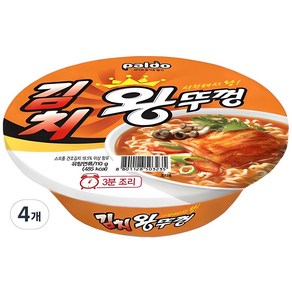 왕뚜껑 김치 컵라면 110g, 4개