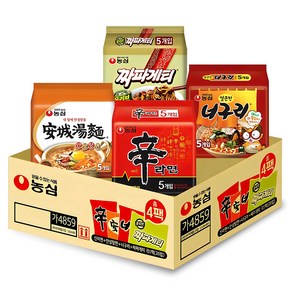 농심 신라면 120g x 5p + 안성탕면 125g x 5p + 얼큰 너구리 120g x 5p + 짜파게티 140g x 5p, 1세트