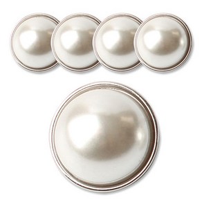 패션포인트 진주알 터널 단추 18 mm, 진주 + 실버, 5개
