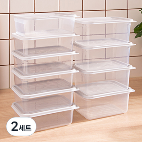 코멧 홈 국내생산 엘라스토머 직사각 다목적 보관용기 10개 혼합세트, 2세트