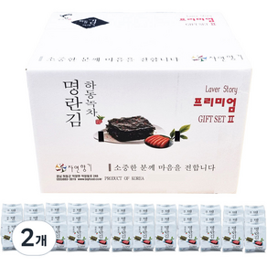 자연향기 하동녹차 명란김 도시락 프리미엄Ⅱ, 216g, 2개