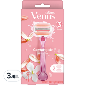 Venus 컴포트 글라이드 화이트티 여성용 면도기 + 면도날 2입, 1개입, 3세트