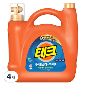 테크 베이킹소다 + 구연산 일반드럼 액체세제, 5.5L, 4개