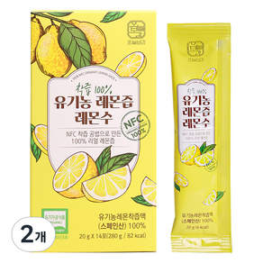 오늘보감 NFC착즙 100% 유기농 레몬즙 레몬수 14p, 280g, 2개