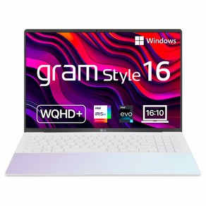 LG전자 2023 그램 스타일 16 코어i5 인텔 13세대, 오로라 화이트, 512GB, 16GB, WIN11 Home, 16Z90RS-GA56K