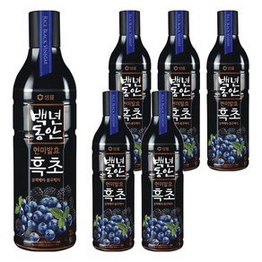 샘표 백년동안 현미발효 흑초 블랙블루베리, 900ml, 6개