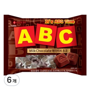 롯데웰푸드 ABC 초콜릿, 187g, 6개