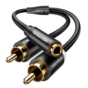 벤션 3.5mm F to 2RCA 오디오 케이블 블랙 2m, 1개, VAB-R01