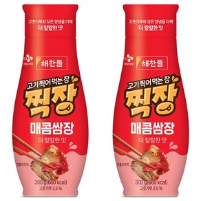 해찬들 찍장 매콤쌈장 튜브형, 300g, 2개