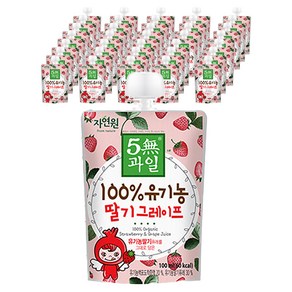 자연원 5무과일 100% 유기농 딸기그레이프 주스, 100ml, 36개