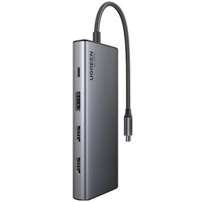 유그린 트리플 디스플레이 레보독 8 in 1 C타입 HDMI DP 10Gbps 도킹스테이션 멀티 허브 CM639, 메탈그레이, 1개