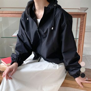 아피나르 여성용 루즈핏 탑스티치 후디 바람막이 점퍼