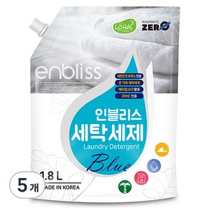 인블리스 블루 세탁세제 꽃향 리필, 1.8L, 5개