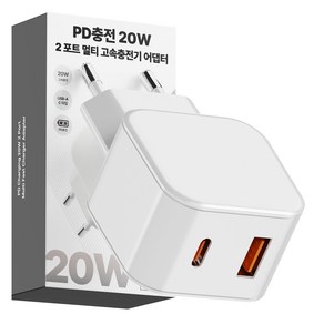 일리온 PD충전 20W 2포트 멀티 고속충전기 어댑터, 화이트, 1개
