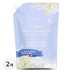 라브아 퍼퓸 섬유유연제 화이트머스크앤앰버 리필, 2개, 2L