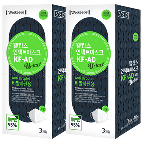 웰킵스 언택트 비말차단용 마스크 소형, 3개입, 20개, 화이트