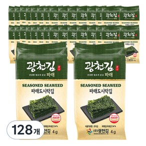 광천김 매일 먹어도 맛있는 파래 도시락김, 4g, 128개