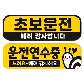 제제데코 칼라 고휘도 반사 자석 차량용 스티커 초보 미디엄 E230 2종 세트 230 x 75 mm, EC002 + EC047, 1세트