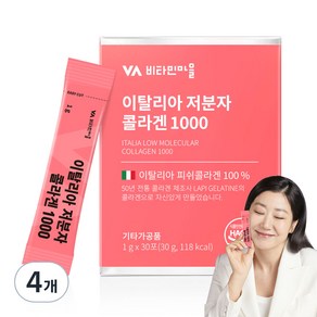 비타민마을 이탈리아 저분자 콜라겐 1000 30p, 30g, 4개