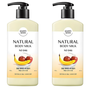 해피바스 정말 촉촉한 바디밀크 애플 바나나향, 400ml, 2개