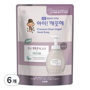 아이깨끗해 프리미엄 클린 비건 핸드워시 피오니향 리필, 400ml, 6개