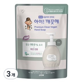 아이깨끗해 프리미엄 클린 비건 폼 핸드솝 무향 리필, 400ml, 3개