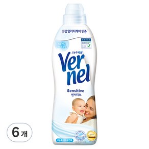 버넬 고농축 센서티브 섬유유연제 본품, 900ml, 6개