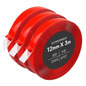 다다 초강력 양면테이프 12mm x 3m, 투명, 3개