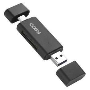 코시 타입C OTG USB3.0 PC겸용 카드리더기, CR3331C, 블랙, 1개