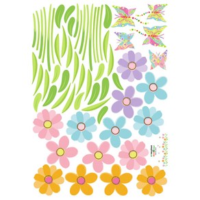 시트나라 포인트스티커 WDS-004, 나비와꽃, 가로 50cm x 세로 70cm