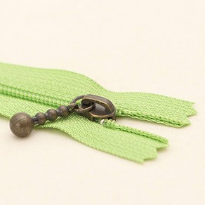 YKK 슬림 코일 지퍼 내추럴 20cm, 그린, 5개