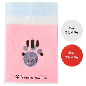 황씨네도시락 접착 애니멀 봉투 고양이 100p + 친구야 맛있게 먹어 스티커 레드 50p + 흰색 50p, 1세트