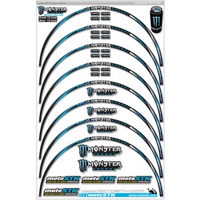 모토스티커 휠스티커 몬스터, 블루, 1세트