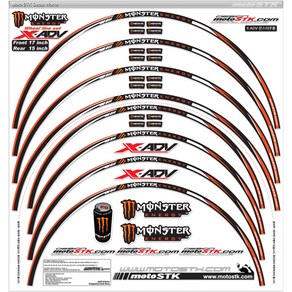스텝원 모토스티커 혼다 X ADV 휠스티커, 몬스터주황, 1세트