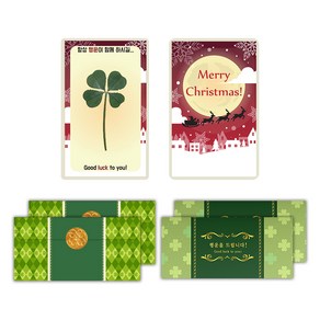럭키심볼 행운의 네잎클로버 MeyChistmas! 카드 세트, 혼합 색상, 2세트