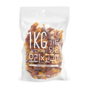 슈퍼츄 일킬로그램 가득담은 강아지 육포, 혼합맛(오리가슴살/고구마), 1kg, 1개