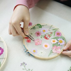 하하포포네숲 DIY FLOWER 압화 수틀 인테리어 액자 만들기 세트 20cm