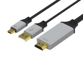 아이퀸 USB3.1 C타입 HDMI 미러링 케이블 MHL, 블랙/그레이 2M, 1개