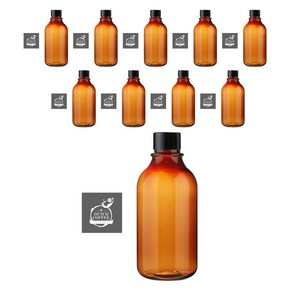 병도매닷컴 ARB300 갈색 페트병 300ml + 검정캡 + 병라벨 스티커 5M, 10세트