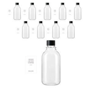 병도매닷컴 ARB300 투명 페트병 300ml + 검정캡 + 병라벨 스티커 N3S, 10세트